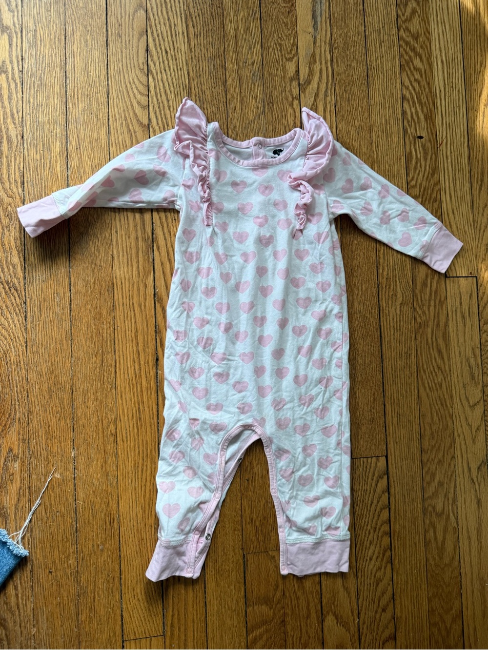 Monica + Andy Pink Heart Print Footie One-Piece - Size 18-24 Months